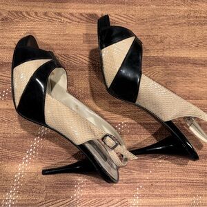 White House Black Market Black and Cream Heels